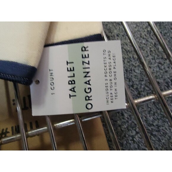 Canvas Tablet Organizer With 3 Pockets & Zipper Closure - Picture 3 of 3